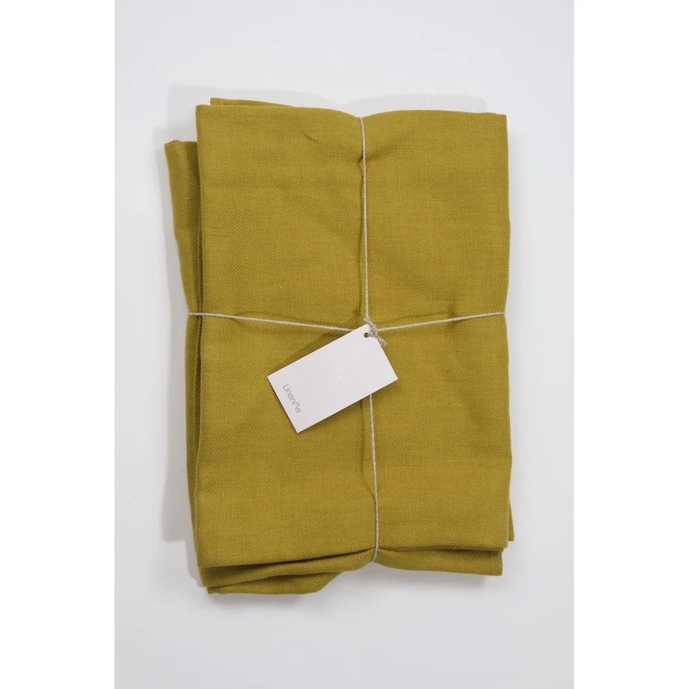 LinenMe Napkins Herringbone Set OS Yellow 100% Linen Dining Decor